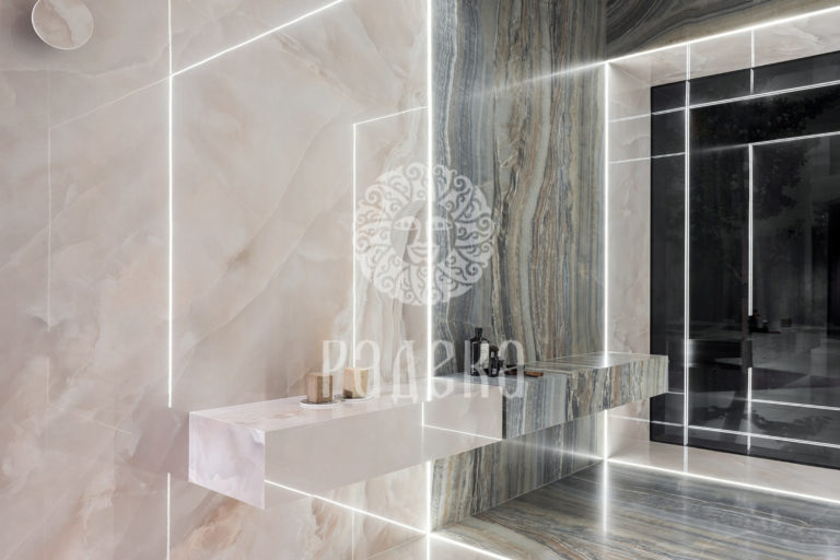 CLADDING OF INTERIOR WALLS AND FLOOR WITH NATURAL STONE